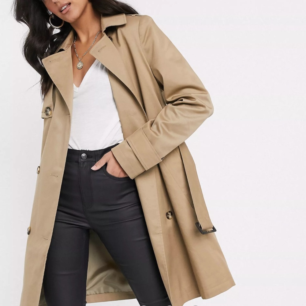 ASOS DESIGN Long Khaki Trenchcoat, Size 4 (EUC)
